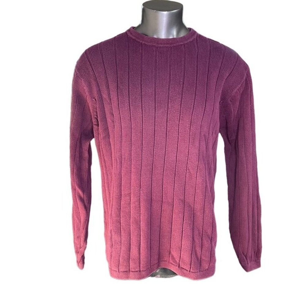 Mens Eddie Bauer Warm Sweater Ribbed Crewneck Red Maroon Size Tall XL u